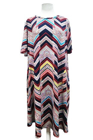 SALE!! 95 PSS-D {Play Your Cards Right} Navy Zig Zag Print Dress PLUS SIZE XL 2X 3X