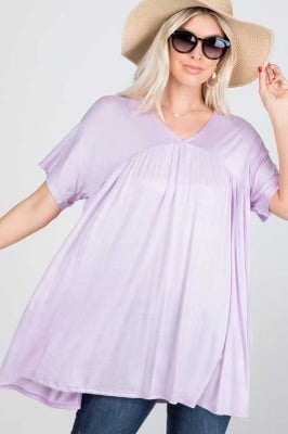 SALE!! 16 SSS-F {Saturday Smiles} Lavender V-Neck Tunic PLUS SIZE 1X 2X 3X