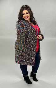 40 OT-C {Colorful Delight} Green,  Yellow, Red Knit Cardigan PLUS SIZE XL 2X 3X