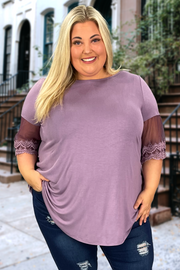 SALE!! 96 SD-B {Wait For It} LAVENDER Top w/Sleeve Detail PLUS SIZE 1X 2X 3X