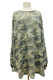 16 PLS {It's About Time} Olive Camo Print Top PLUS SIZE 3X 4X 5X