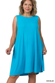 SALE!! 23 SV-D {Simply Charming} Ice Blue Sleeveless Dress PLUS SIZE 1X 2X 3X