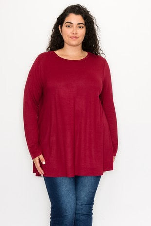 SALE!! 50 SLS-F {The New Staple} Burgundy "Buttersoft" Top PLUS SIZE 1X 2X 3X 4X 5X 6X