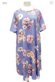 55 PSS-Z {Flowers Of Love} Lavender  Floral Dress PLUS SIZE 1X 2X 3X