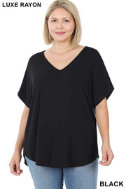 66 SSS-E {Simplistic Ideas} BLACK V-Neck PLUS SIZE 1X 2X 3X