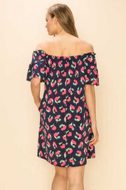 SALE!! 37 OS-A {Always On My Mind} Navy Floral Off Shoulder Dress PLUS SIZE 1X 2X 3X