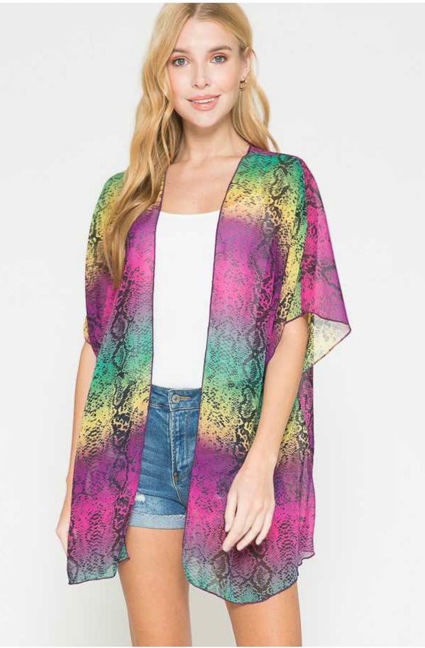 SALE!! 67 OT-B {Wild For You} Multi Color Snake Skin Kimono Plus Size 1X 2X 3X