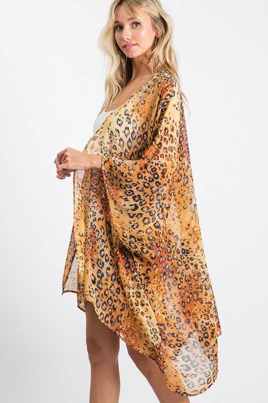 SALE!! OT-Z {Basic Instincts} Gold/Rust Sheer Leopard Cardigan PLUS SIZE 1X 2X 3X