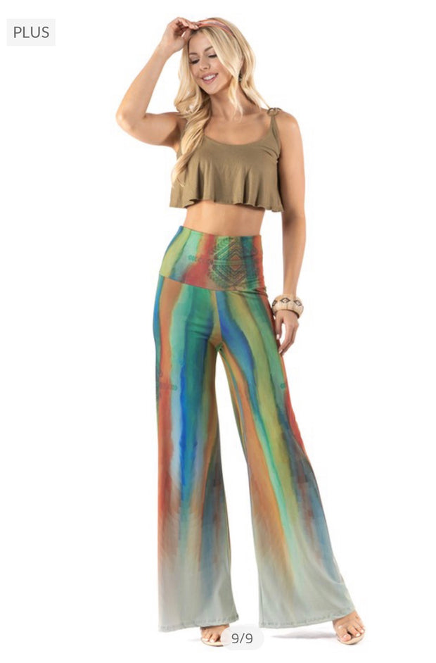 BT-E {Party Inspiration} Multi-Color Striped Palazzo Pants  PLUS SIZE 1X 2X 3X