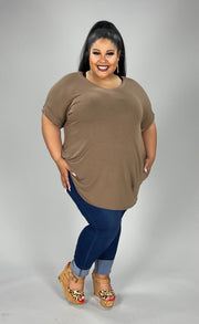 SALE! 45 SSS-C {Simple Ease} Mocha V-Neck Tunic PLUS SIZE 1X 2X 3X