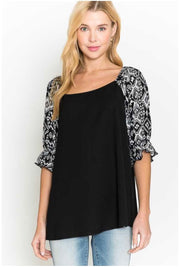 SALE!! 73 OS-A {Express Yourself} Black Tribal Print Top PLUS SIZE 1X 2X 3X