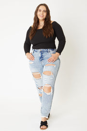 SALE!! LEG-31   {KanCan} Med. Blue Acid Washed Distressed Jeans EXTENDED PLUS SIZE 16 18 20 22