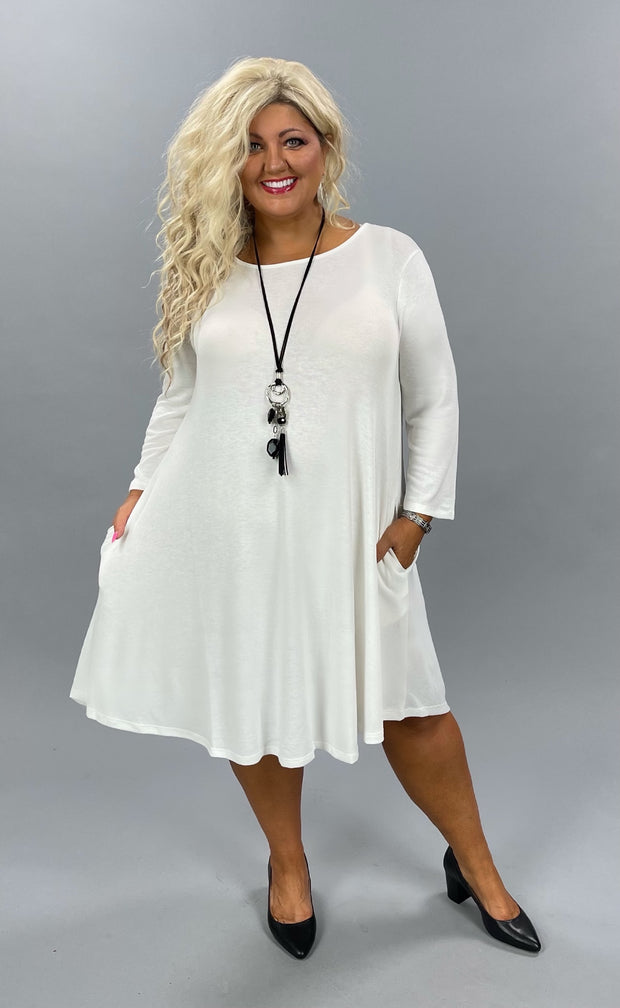 93 SQ-A {Cloud Nine} Ivory Dress W/Pockets PLUS SIZE 1X 2X 3X