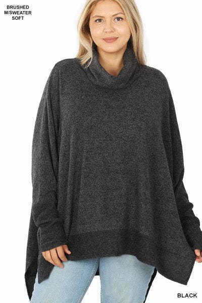 59 SLS-A {Reflections} Charcoal Oversized Turtleneck Top PLUS SIZE 1X 2X 3X