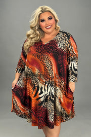 SALE!! 85 PQ-Z {Reserved For Fun} Rust Animal Print V-Neck Dress  EXTENDED PLUS SIZE 3X 4X 5X