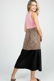 SALE!! LD-T {When Fashion Roars} Rose Leopard Tiered Maxi Dress PLUS SIZE XL 2X 3X