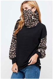 SALE!! 11 CP-A {Cat Ears}  Leopard Black Top With Mask  PLUS SIZE L XL 2X