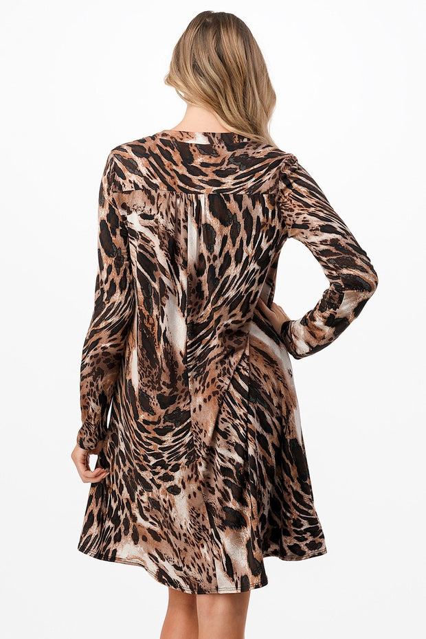 67 PLS-A {Make An Entrance} Brown Animal Print Dress PLUS SIZE 1X 2X 3X