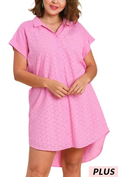 SALE!! 37 SD-A {For All Of You} Umgee Pink Eyelet Lined Dress PLUS SIZE XL 1X 2X