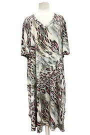 SALE!! 34 PSS-I {Beautiful Song} Pink/Grey Animal Print V-Neck Dress EXTENDED PLUS SIZE 3X 4X 5X