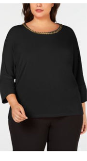 SALE!! SD-A M-109 {Calvin Klein} Black Chain-Link  Top Retail $79.50 PLUS SIZE