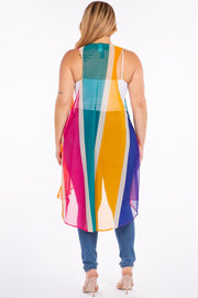 76 OT-A {Untamed} Multi-Color Striped Vest  SALE!! PLUS SIZE 1X/2X 2X/3X