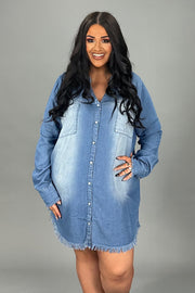 SALE!! 24 SLS {Doing Alright} Medium Denim Chambray Tunic PLUS SIZE 1X 2X 3X