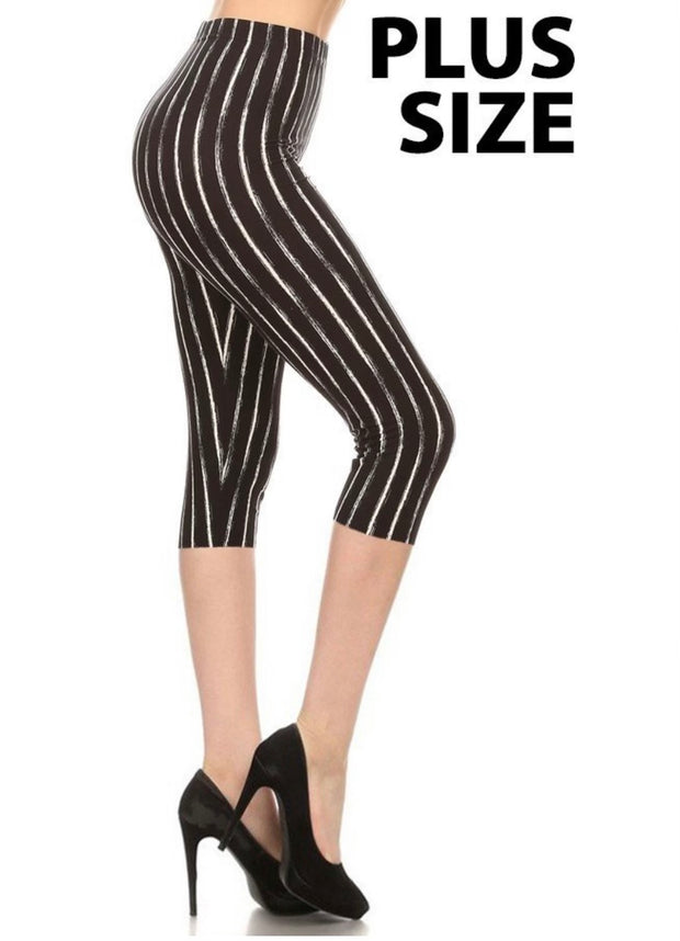 LEG-59 {Work It Out) Black Bamboo butter Soft   Capri Leggings  Plus Size