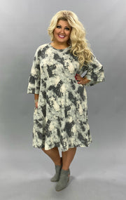 SALE!! PQ-S {Campfire Nights} Charcoal Tie Dye Knit Dress EXTENDED PLUS SIZE 4X 5X 6X