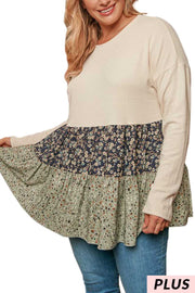 SALE! 19 CP {Unbreak My Heart} Ivory/Navy Floral Tiered Top PLUS SIZE 1X 2X 3X