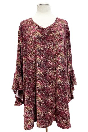 53 PQ {Wine & Dine Time} Wine Print Angel Wing Top EXTENED PLUS SIZE 4X 5X 6X