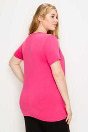 SALE!! 26 SSS-D {Making Memories} Hot Pink Mock Wrap Top PLUS SIZE 1X 2X 3X