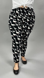 LEG-88 {Bye Bye Birdie} Black Bird Print Leggings  EXTENDED PLUS SIZE 3X/5X