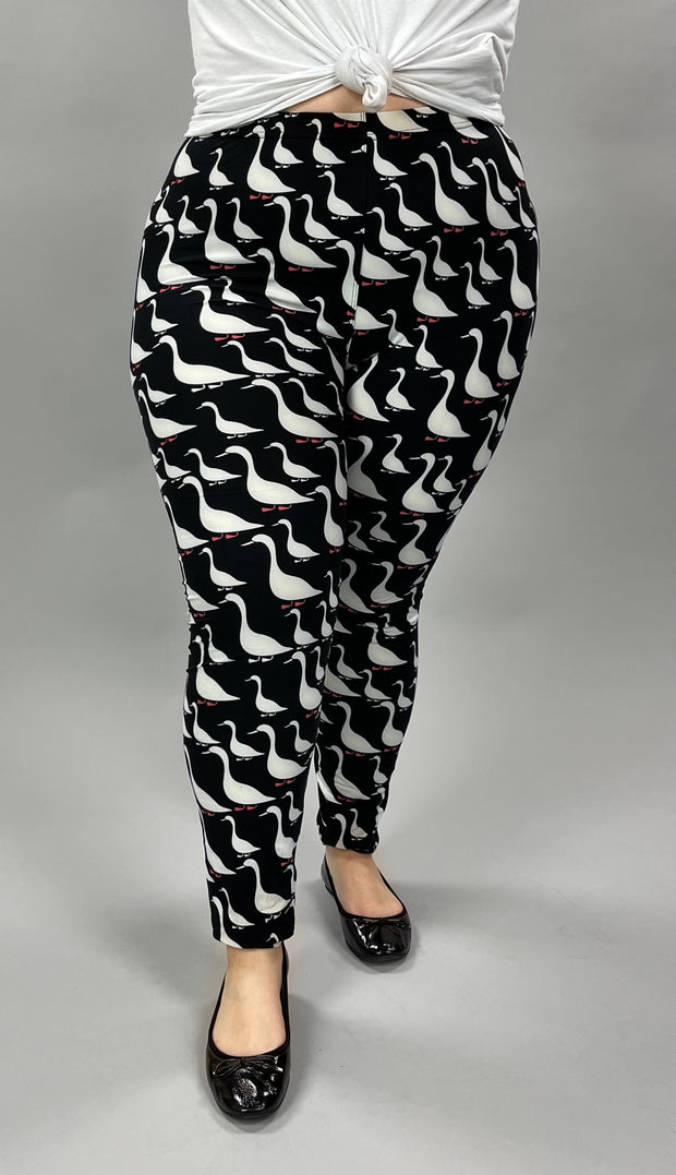 LEG-97 {Bye Bye Birdie} Black Bird Print Leggings  EXTENDED PLUS SIZE 3X/5X