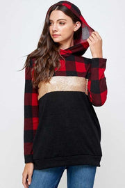 SALE! 21 HD-G {Meet You There} Red Black Plaid Contrast Hoodie PLUS SIZE XL 2X 3X