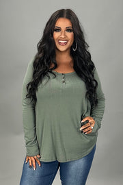 14 SLS {Explain Yourself} Grey Top w/ Buttons PLUS SIZE XL 2X 3X