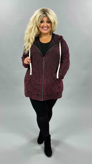 SALE!! OT-O {WORTH THE WAIT} BURGUNDY MINERAL WASH HOODIE  PLUS SIZE 1X 2X 3X