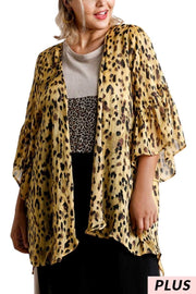 SALE !!  57 OT-Q {Look Famous} Umgee Honey Gold Leopard Kimono PLUS SIZE XL 1X 2X