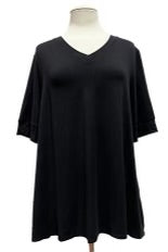 SALE!! 42 SSS {Once More For Style} Black V-Neck Top EXTENDED PLUS SIZE 3X 4X 5X