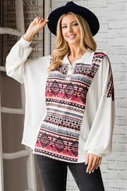 SALE! 14 CP-Z {Every Little Step} Ivory Tribal Print Top PLUS SIZE XL 2X 3X