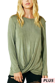 SALE! 13 PLS {Stress Free} Olive Tie Dye Front Twist Top PLUS SIZE XL 2X 3X