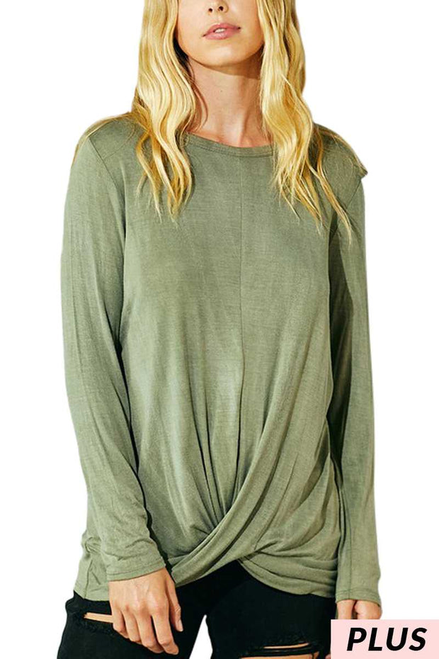 SALE! 13 PLS {Stress Free} Olive Tie Dye Front Twist Top PLUS SIZE XL 2X 3X