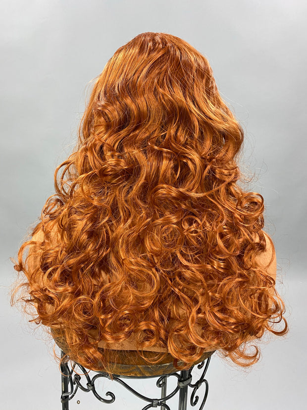 SALE!! {Scarlett} Copper Red Long Curly Headband Wig