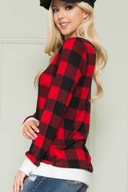 54 CP-A {Good Natured} Red Plaid Top w/Ivory Contrast  PLUS SIZE 1X 2X 3X