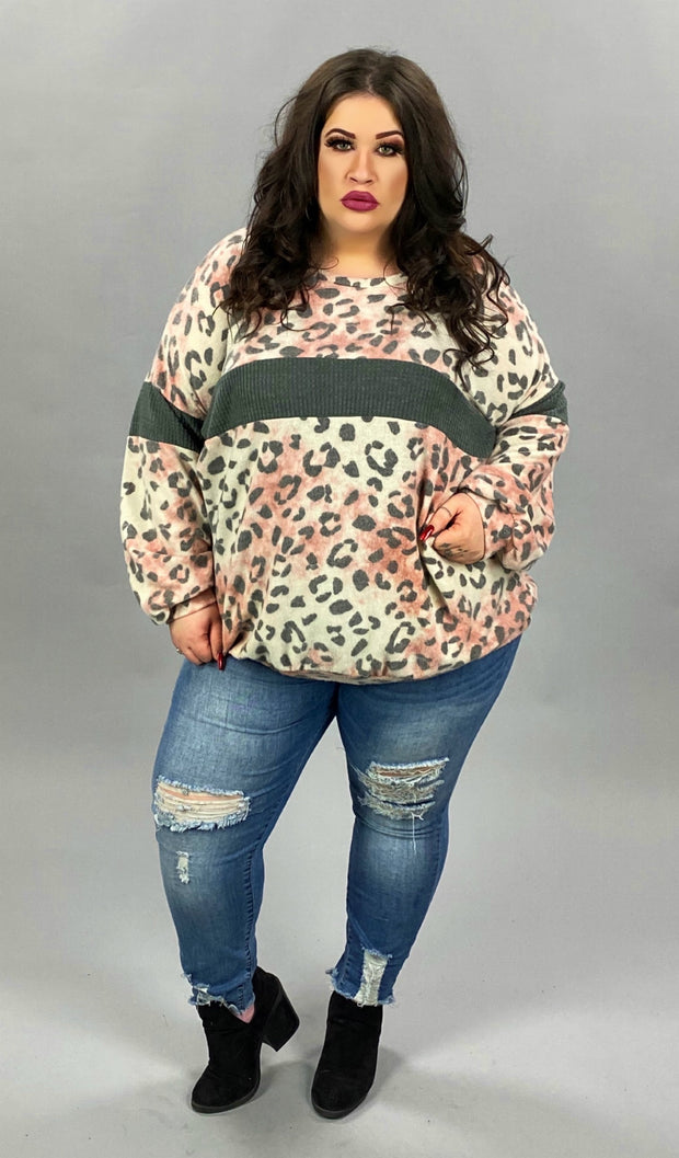 SALE!!  37 CP-I {Secret Path} Blush Grey Leopard Top PLUS SIZE XL 2X 3X