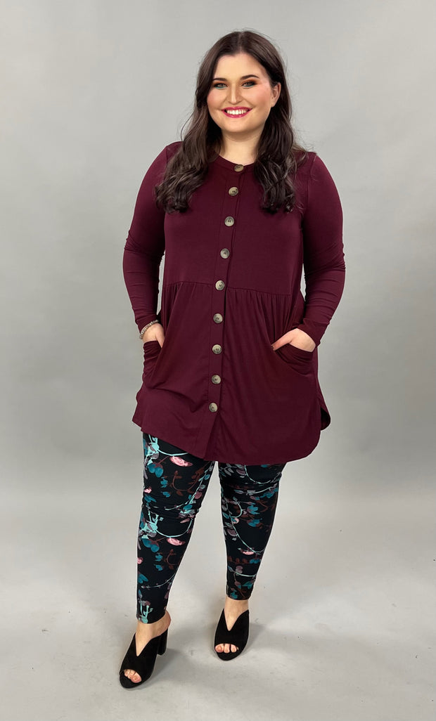 SALE!! OT-D {Well Traveled} WINE Cardigan ***FLASH SALE***with Functional Buttons PLUS SIZE 1X 2X 3X