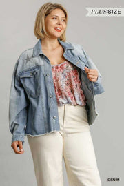 SALE!!  11 OT-A {Mega Star} "UMGEE" Light Blue  Denim Jacket PLUS SIZE XL 1X 2X