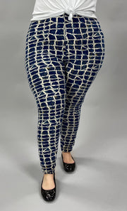 LEG-34 {Incredible Design} Navy Print Leggings  EXTENDED PLUS SIZE 3X/5X