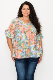 SALE!! 70 PSS-K {It Starts Here} Multi-Color Tie Dye Babydoll Top PLUS SIZE XL 2X 3X