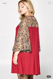 59 CP-Y {Dare To Indulge} Red Leopard Lace Tunic PLUS SIZE 1X 2X 3X